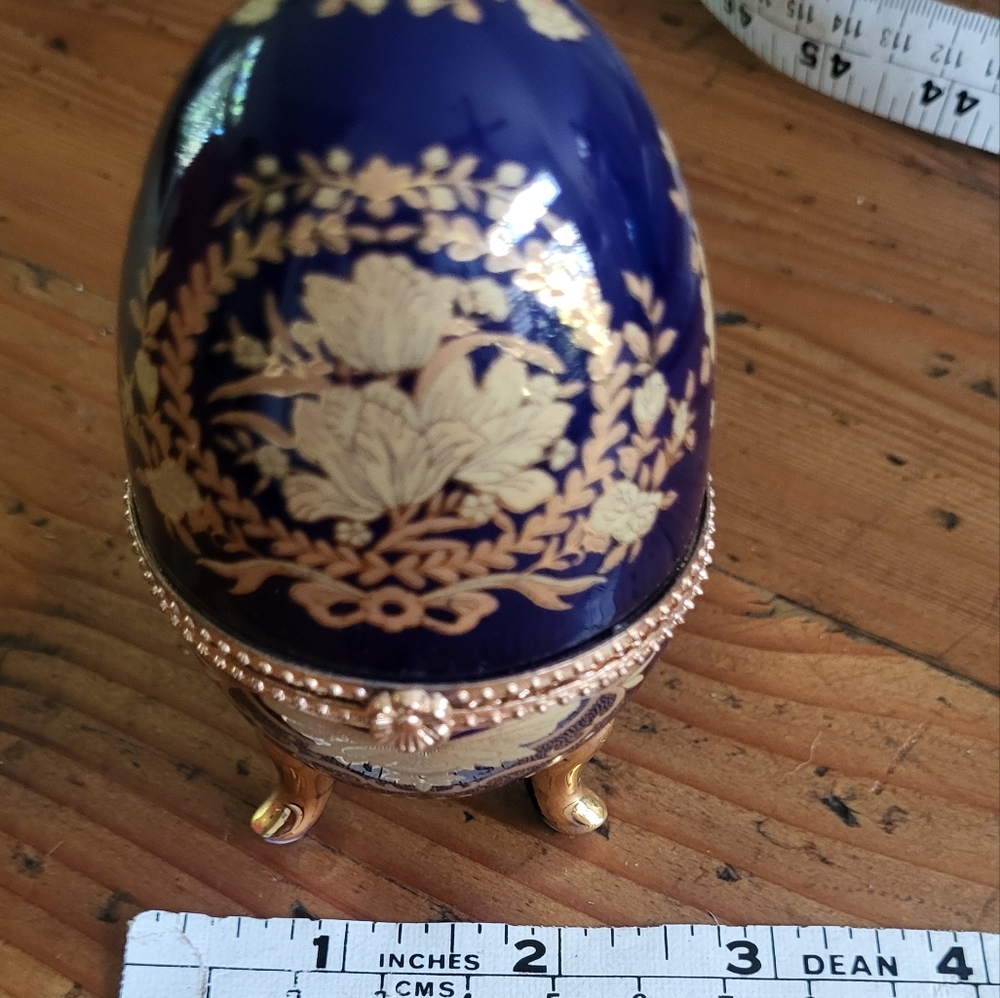 Vintage Yamasen 24k Gold Plated Fine Porcelain Footed Jewelry Box - Picture 6 of 7